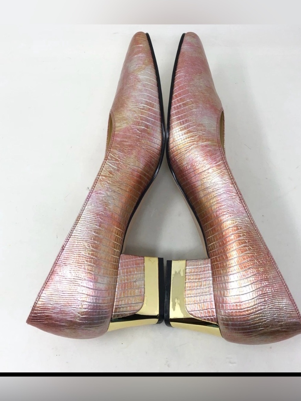 Beautiful Vintage Metallic Pink Heels with Gold Accents ~ Women’s 12 M - Picture 8 of 10